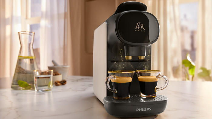 Philips L'OR Barista Sublime LM9012/03 White with 30 capsules product in use