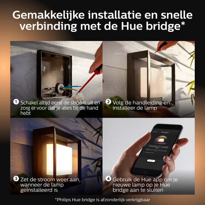 Philips Hue Econic Wall Lamp White and Color Black Modern null