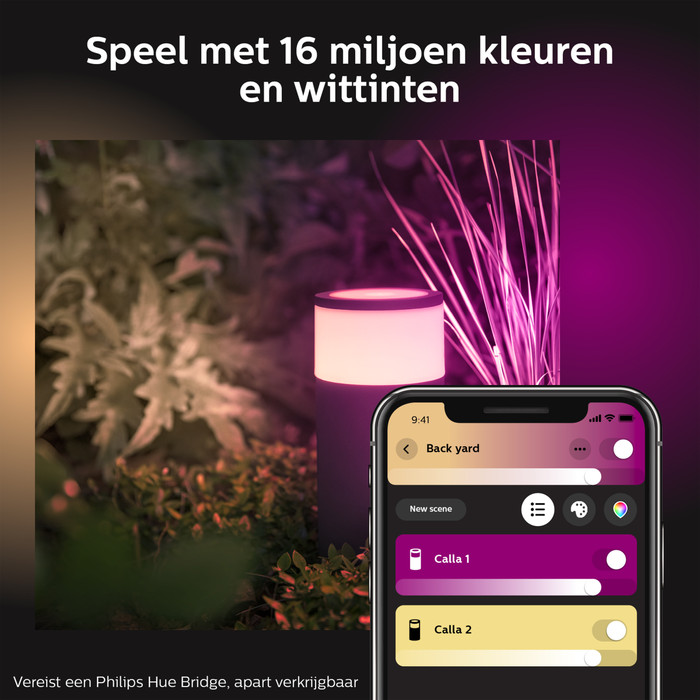 Philips Hue Calla sokkellamp White and Color zwart laag uitbreiding null