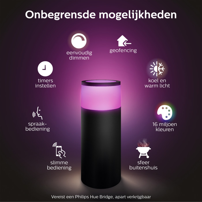 Philips Hue Calla sokkellamp White and Color zwart laag uitbreiding null