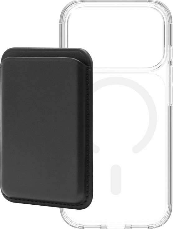 BlueBuilt MagSafe Hoesje iPhone 18 Pro Transparant + Kaarthouder Leer Zwart Main Image