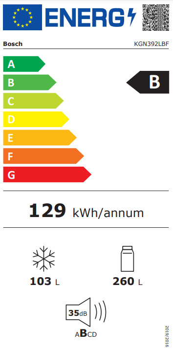 Bosch KGN392LBF classe énergétique