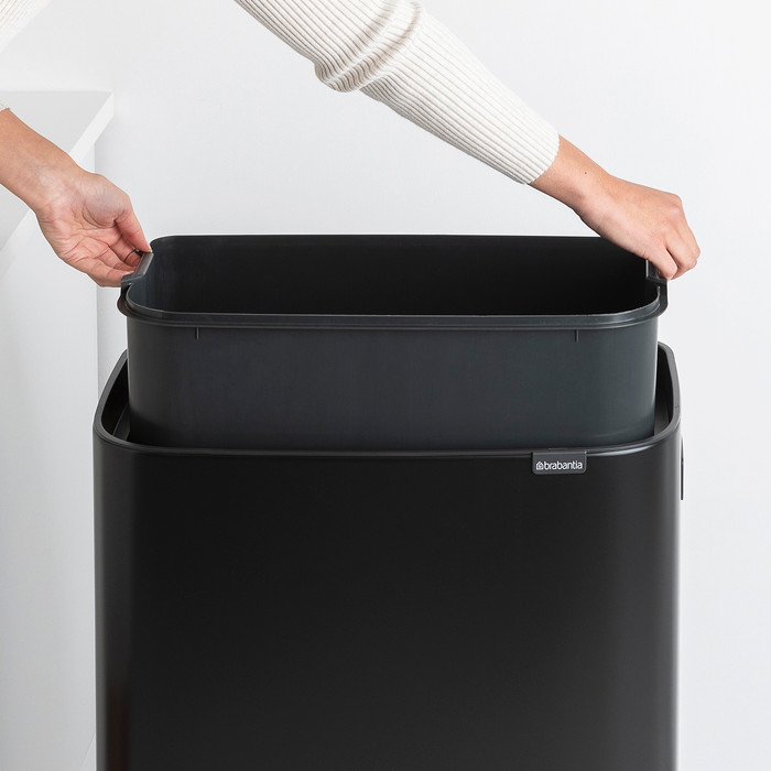 Brabantia Bo Touch Bin Hi Trash Can 60L with Plastic Inner Bucket - Matte Black product in use