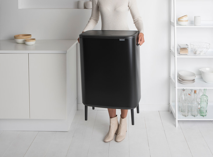 Brabantia Bo Touch Bin Hi Trash Can 60L with Plastic Inner Bucket - Matte Black product in use