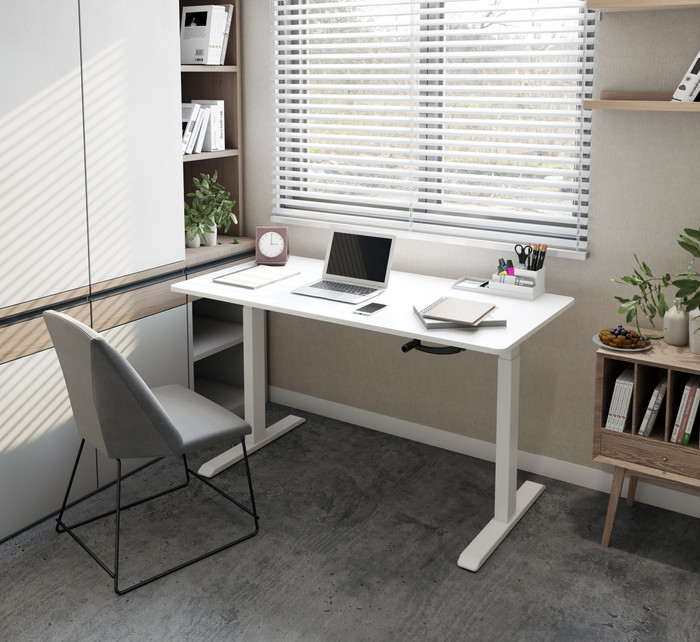 Euroseats Bureau Assis-Debout Manivelle 120 x 80 Blanc/Blanc produit à l'usage