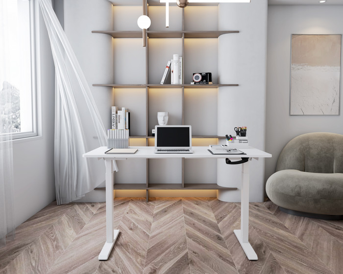 Euroseats Bureau Assis-Debout Manivelle 120 x 80 Blanc/Blanc
