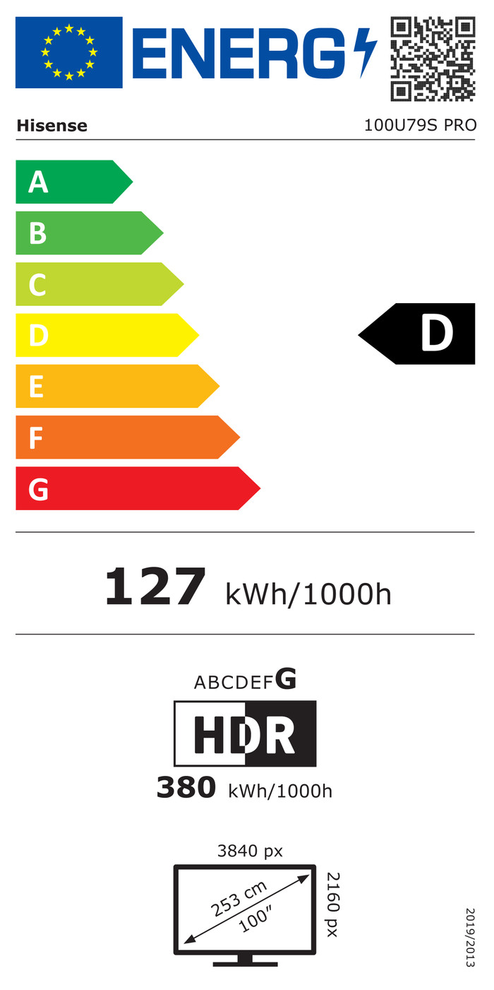 Hisense QD Mini-led 100" U79S PRO (2026) energielabel