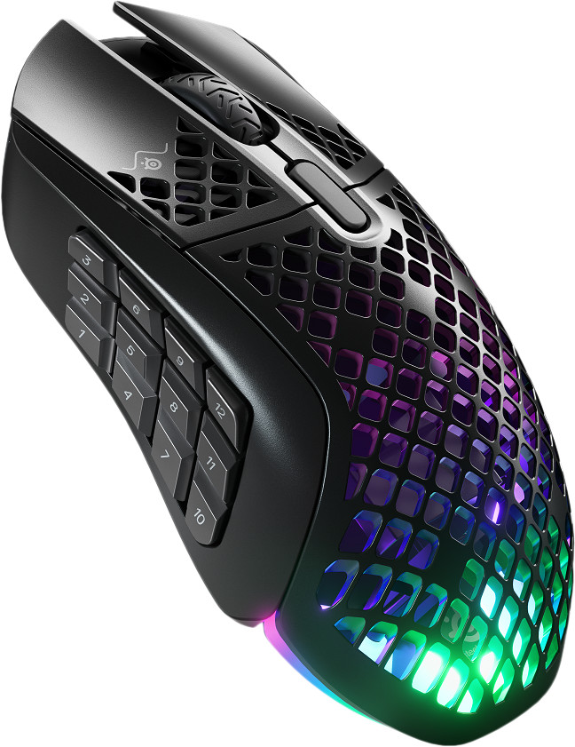 SteelSeries Aerox 9 Draadloze Gaming Muis Zwart linkerkant