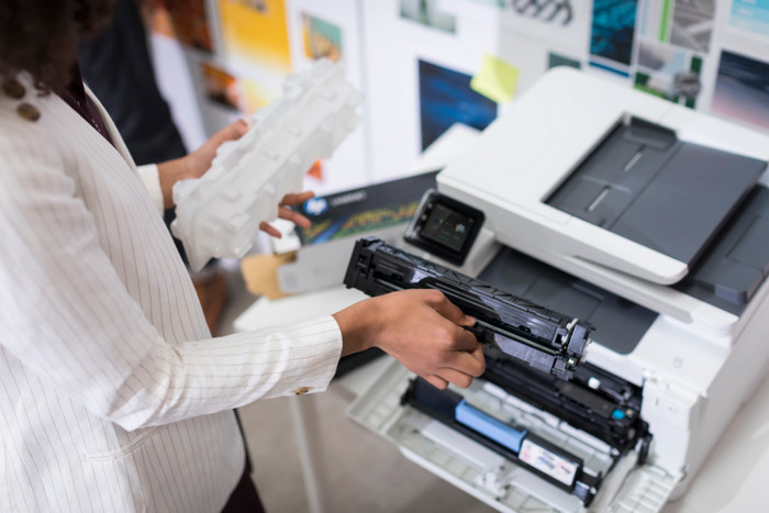 HP 130A Toner Cartridge Yellow product in use