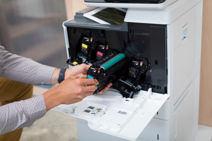 HP 130A Toner Cartridge Yellow product in use