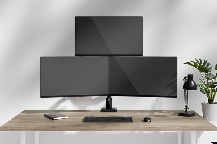 Neomounts NERO DS60-600BL2-1 Monitorarm Zwart product in gebruik
