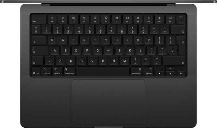 Apple MacBook Pro 14 inch M6 32GB / 1TB Zwart QWERTY bovenkant