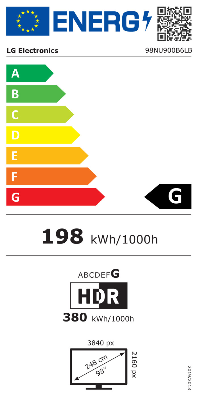 LG LED 98" NU900 (2026) classe énergétique