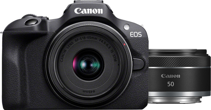 Canon EOS R100 Zwart + RF-S 18-45mm f/4.5-6.3 IS STM + RF 50mm f/1.8 STM Main Image