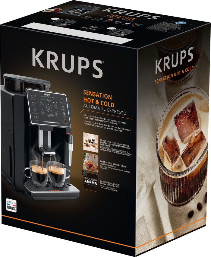 Krups Sensation Hot & Cold EA913H Black packaging