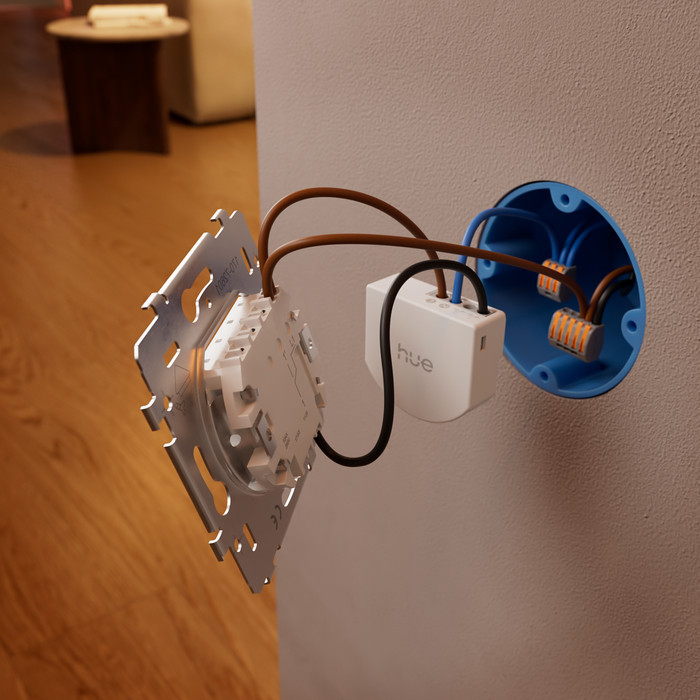 Philips Hue Bedrade Wandschakelaarmodule voor Slimme Lampen Duo Pack product in gebruik