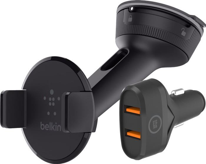 Belkin Support de Téléphone Voiture Tableau de Bord / Pare-brise + BlueBuilt Chargeur de Voiture Quick Charge 18 W Main Image