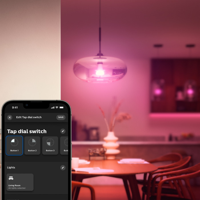 Philips Hue Tap dial switch - draaischakelaar - zwart product in gebruik