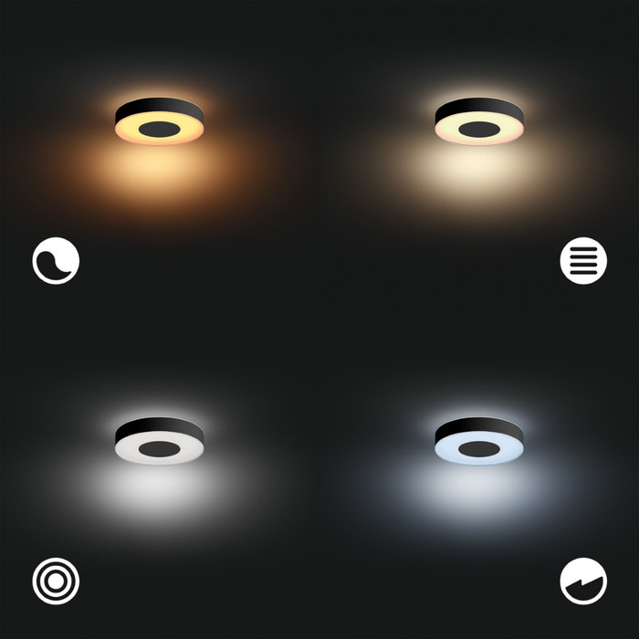 Philips Hue Xamento Bathroom Ceiling Lamp - White and Colored Light - Black - 38cm product in use