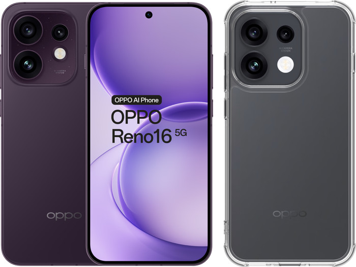OPPO Reno16 512GB Paars 5G + BlueBuilt Back Cover Transparant Main Image
