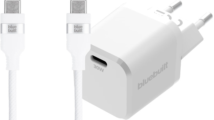 BlueBuilt Power Delivery Oplader 30W + Usb C Kabel 1,5m Nylon Wit Main Image