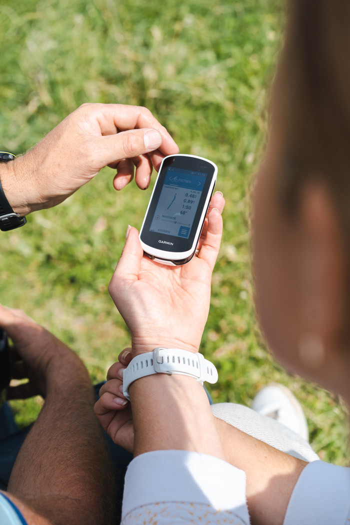 Garmin Edge Explore 2 + Garmin Hoesje Textiel product in gebruik