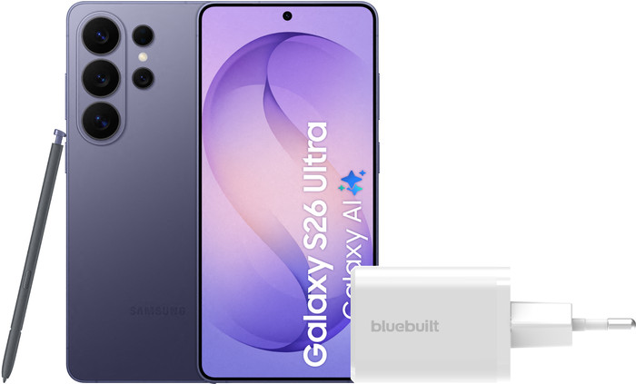 Samsung Galaxy S26 Ultra 1TB Donkerblauw 5G + BlueBuilt Oplader 65 Watt Wit Main Image
