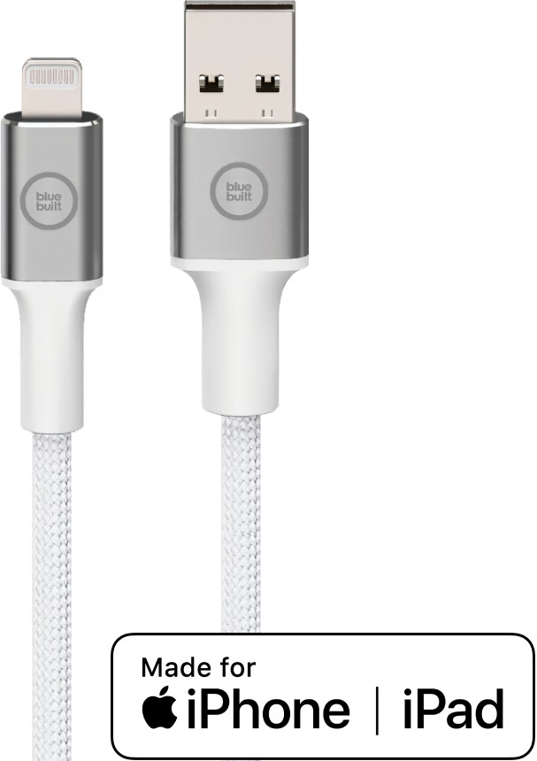 BlueBuilt USB-A to Lightning Cable 3m Nylon White Main Image