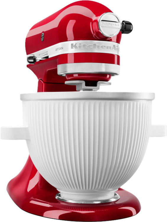 KitchenAid Artisan Mixer 5KSM125 Contour Silver + Ice Cream Maker Attachment product in use