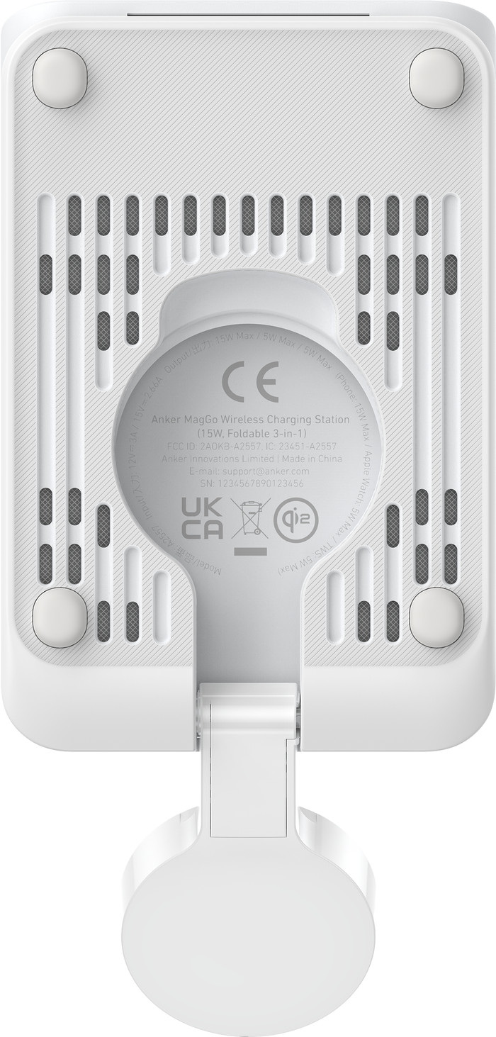 Anker Prime 3-in-1 MagGo Vouwbare Draadloze Oplader 15W Wit achterkant