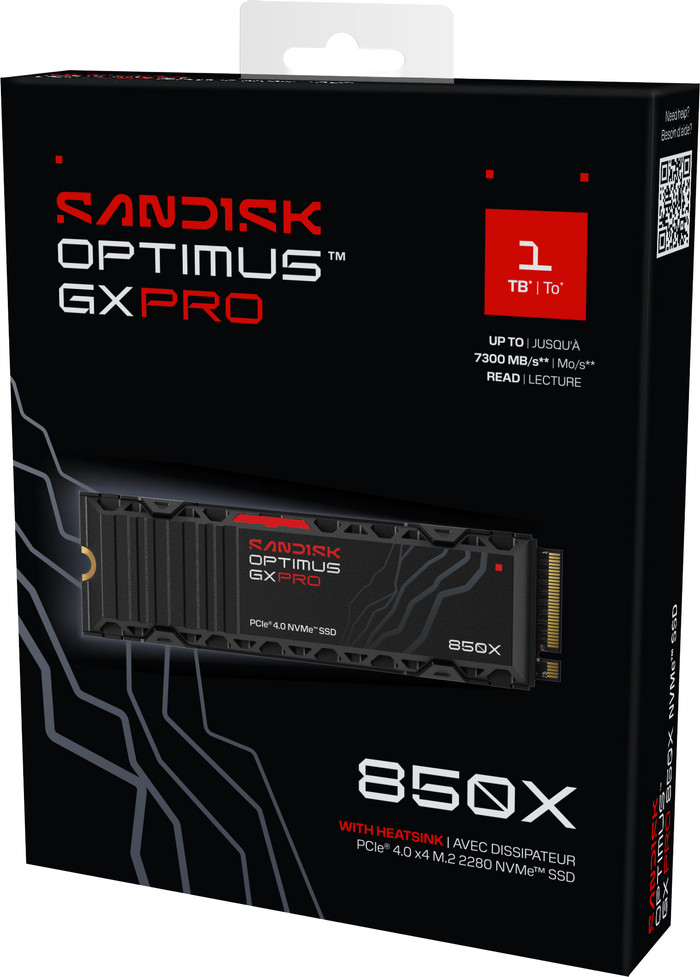 SANDISK Optimus GX PRO 850X 1TB Heatsink NVMe SSD verpakking