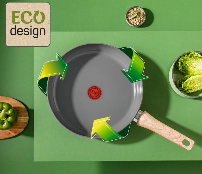 Tefal Renew Ceramic Frying Pan Set 24cm + 28cm + High-sided Skillet 24cm product in use