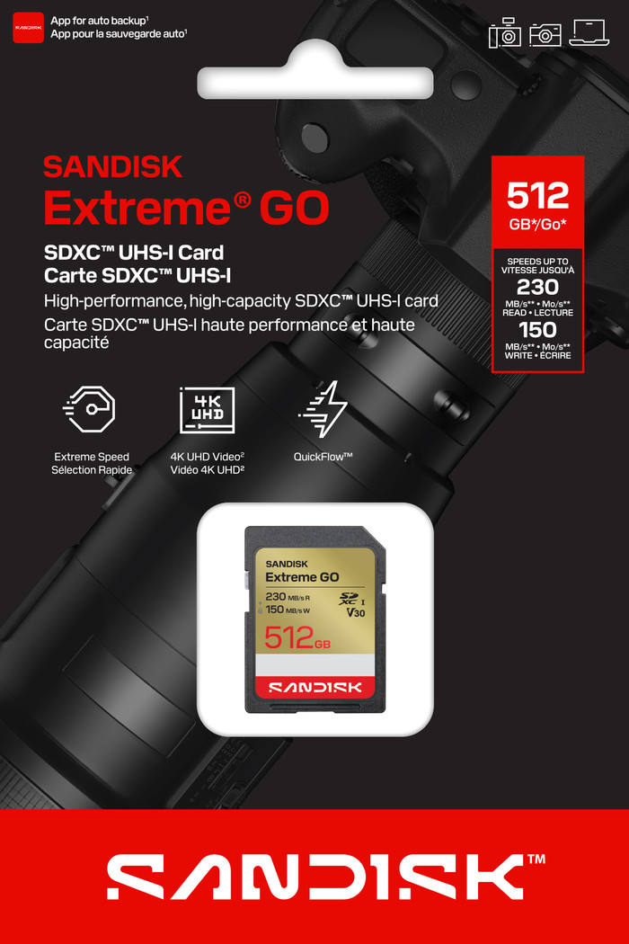 Sandisk Extreme GO SDXC 512 Go 230 Mo/s emballage