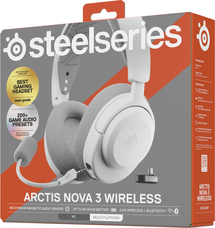 SteelSeries Arctis Nova 3 PC Draadloze Gaming Headset Wit verpakking