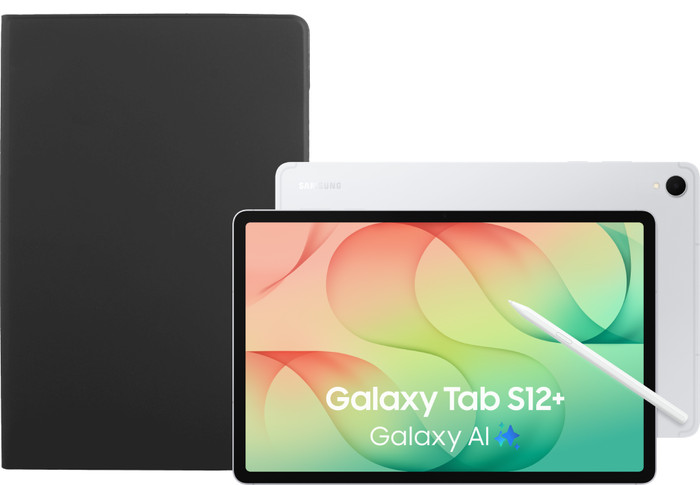 Samsung Galaxy Tab S12 Plus 12.6 inches 256GB WiFi Silver + BlueBuilt Book Case Black Main Image