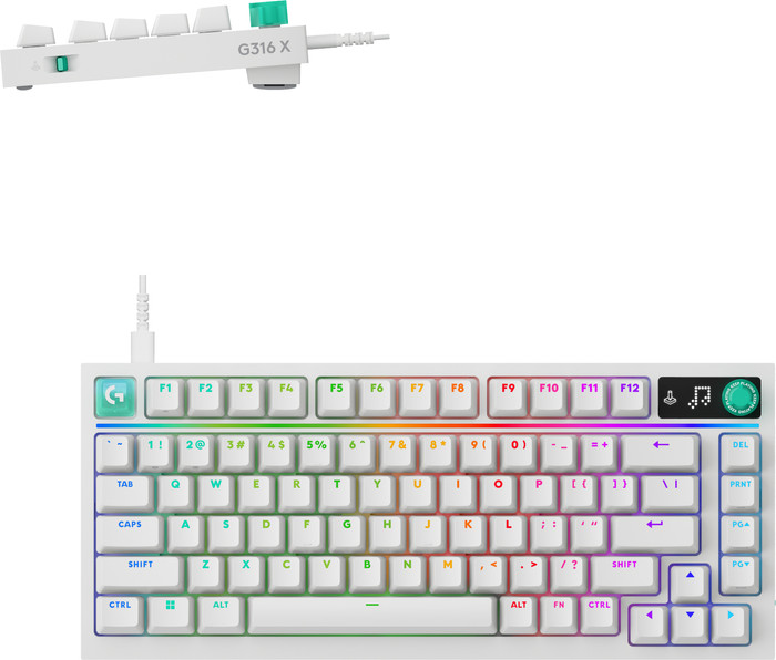 Logitech G316 X 75 Gaming Toetsenbord Wit Azerty bovenkant
