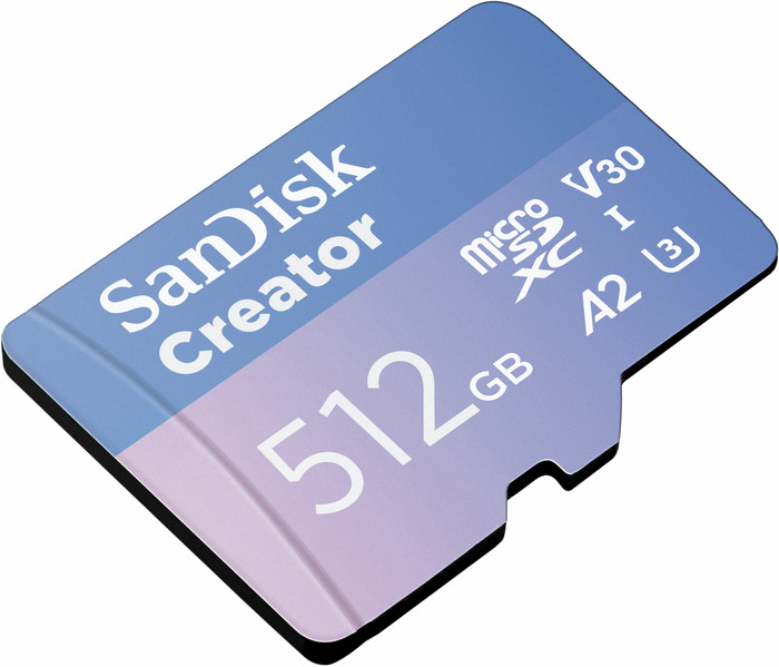 SANDISK MicroSDXC Creator 512GB 130MB/s linkerkant