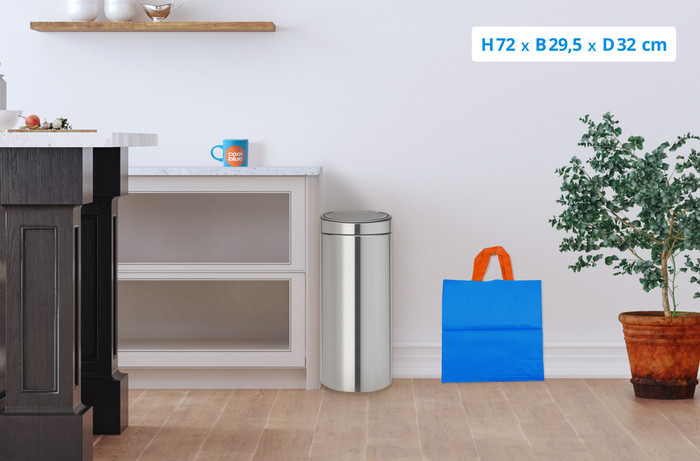 Brabantia Touch Bin 30 Liter Matt Steel Fingerprint Proof + Vuilniszakken (120 stuks) visual Coolblue 1