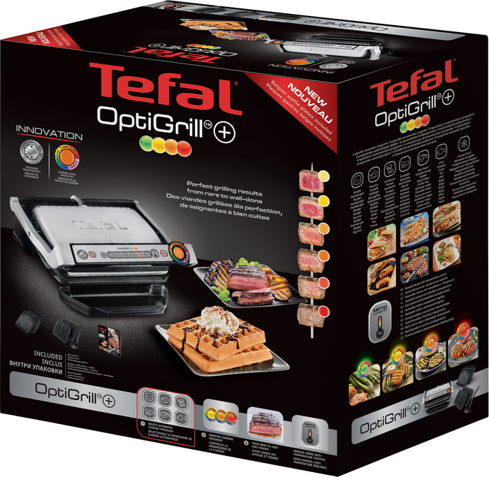 Tefal OptiGrill+ GC716D + Wafelaccessoire verpakking