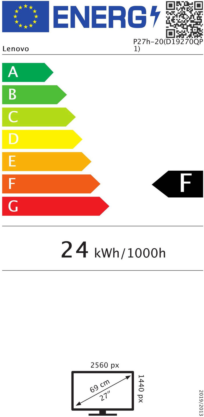 Lenovo ThinkVision P27h-20 classe énergétique