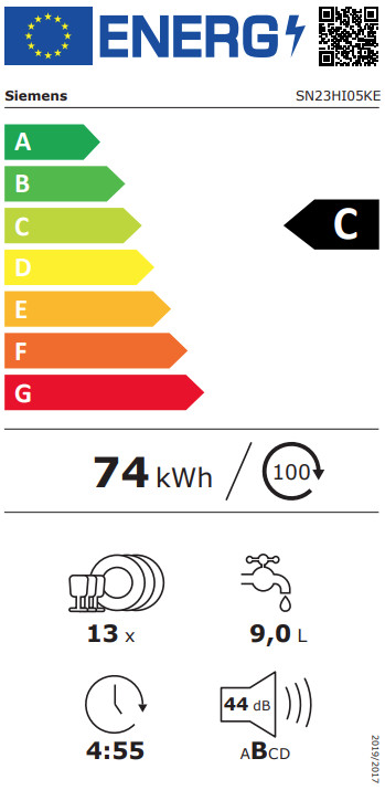 Siemens SN23HI05KE energielabel