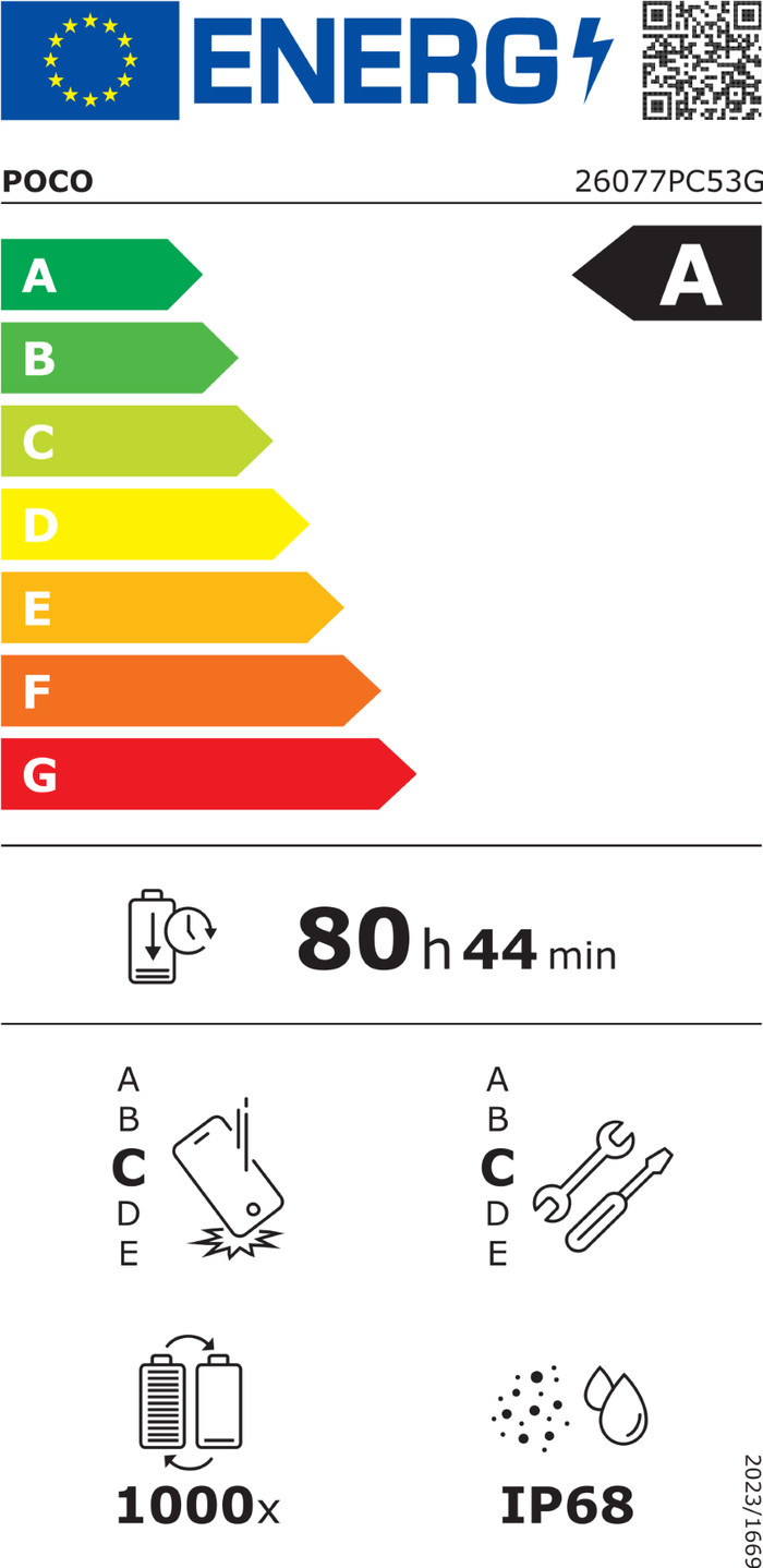 POCO F9 Pro 256GB Zwart 5G energielabel