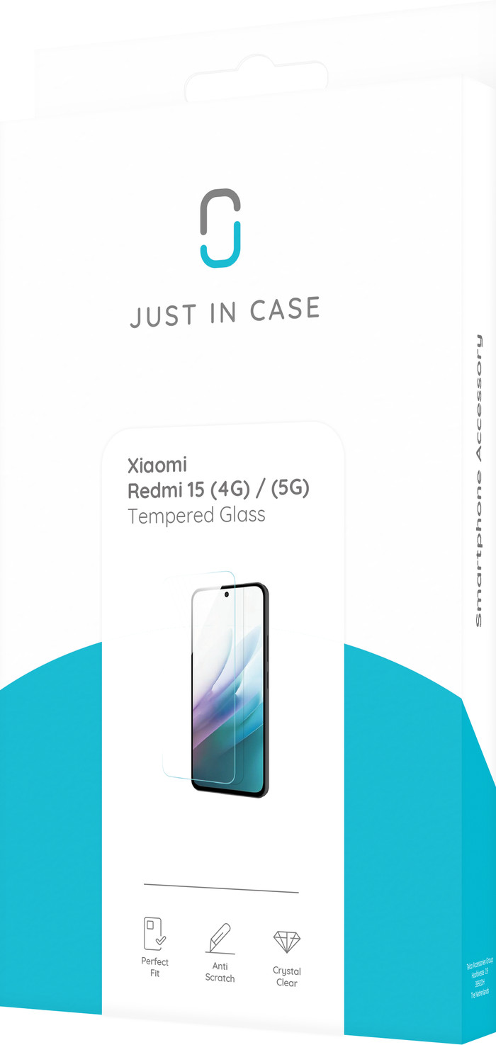 Just In Case Tempered Glass Xiaomi Redmi 15 Screenprotector verpakking