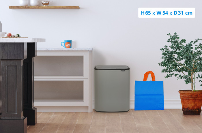 Brabantia Bo Touch Bin 2x 30L Mineral Concrete Grey + Trash Bags (120 units) visual Coolblue 1