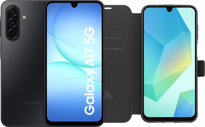 Samsung Galaxy A17 128GB Zwart 5G + BlueBuilt Book Case Zwart Main Image
