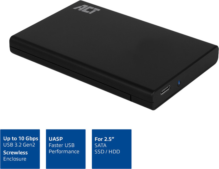ACT AC1225 2.5-inch SATA Hard Drive Enclosure USB-C 3.2 Gen2 visual supplier
