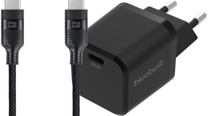 BlueBuilt Chargeur Power Delivery 30 W + Câble USB-C 1,5 m Nylon Noir Main Image