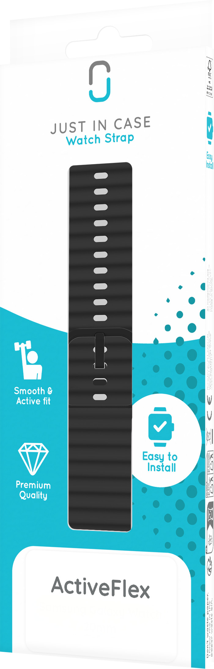 Just in Case Bracelet Silicone Noir Garmin Venu 3S / 4 41 mm emballage