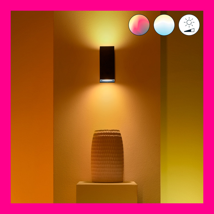 WiZ Up and Down Wall Lamp - White and Colored Light - Black product in use