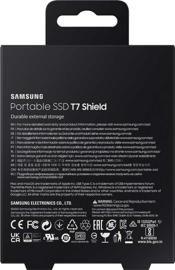 Samsung T7 Shield 4TB Zwart verpakking
